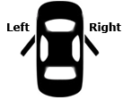 Simple car diagram showing that left is driver's side and right is passenger's side