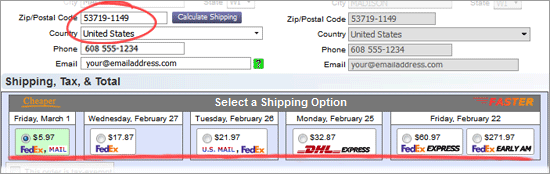 shipping cost