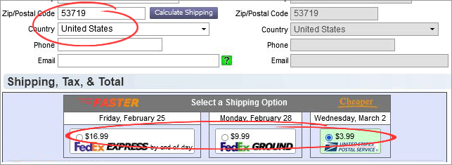 shipping cost