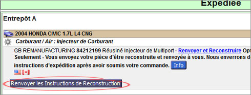 Renvoyer les instructions de reconstruction