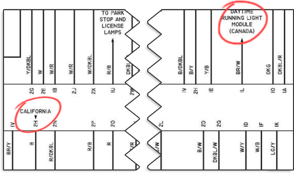 California printed on a wiring diagram refers to cars built for sale in California.